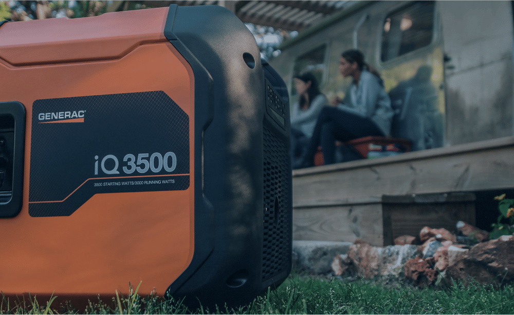 Generac iQ3500 inverter generator being used for camping