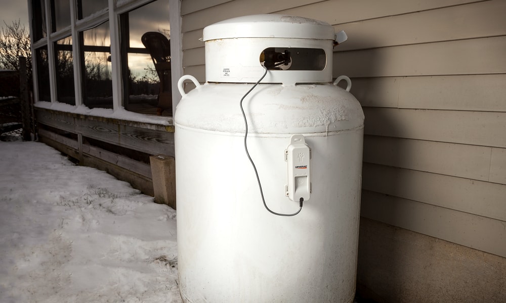 A Generac digital propane tank