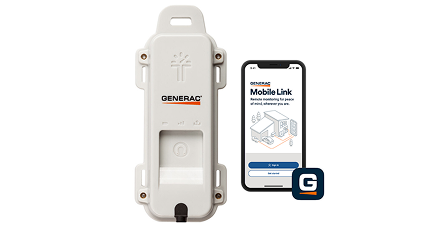 An image of a Generac fuel monitor and the mobile link app