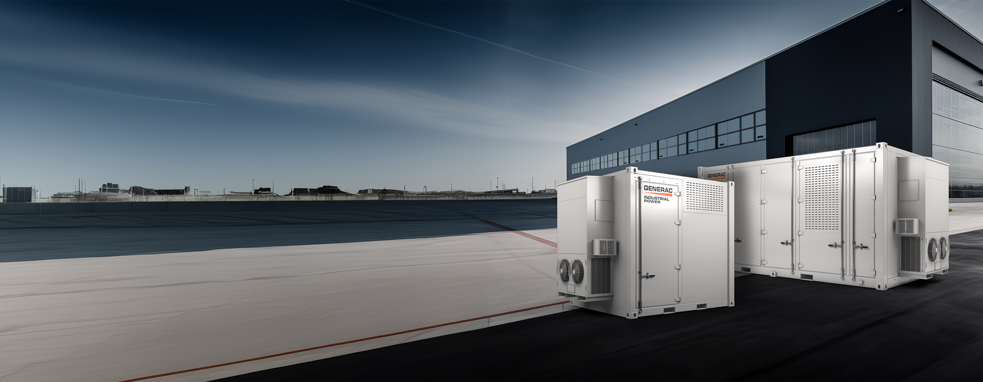 BESS batteries in front of warehouse