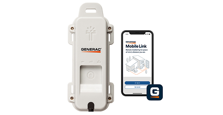 An image of a Generac fuel monitor and the mobile link app