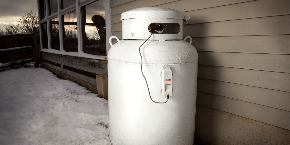 A Generac digital propane tank