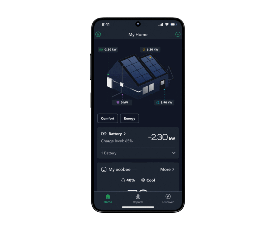showing the user interface of using the outage guard on the ecobee App