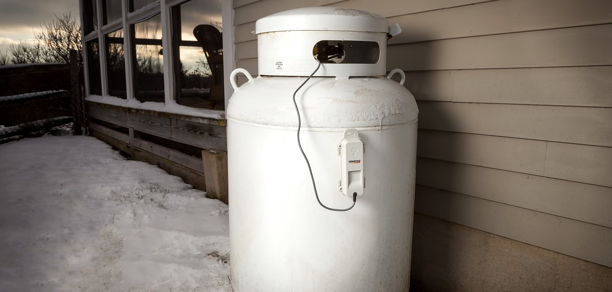 A Generac digital propane tank