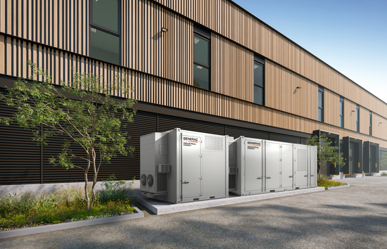 Image of battery energy storage attached to commercial facility to be used in conjunction with demand response programs