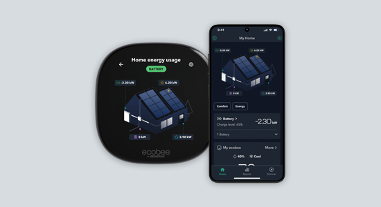 ecobee smart thermostat paired with the app