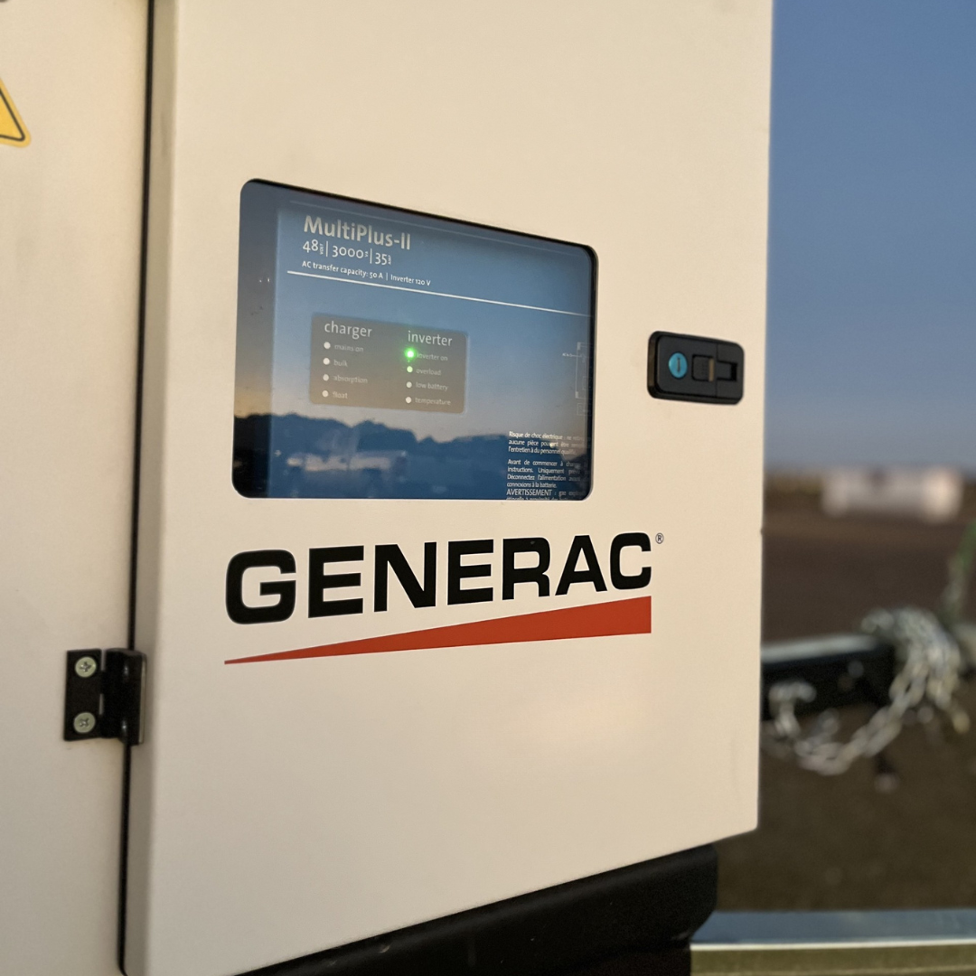 Generac mobile light tower control panel close-up, representing support for industrial distributors reporting quality concerns in the field.