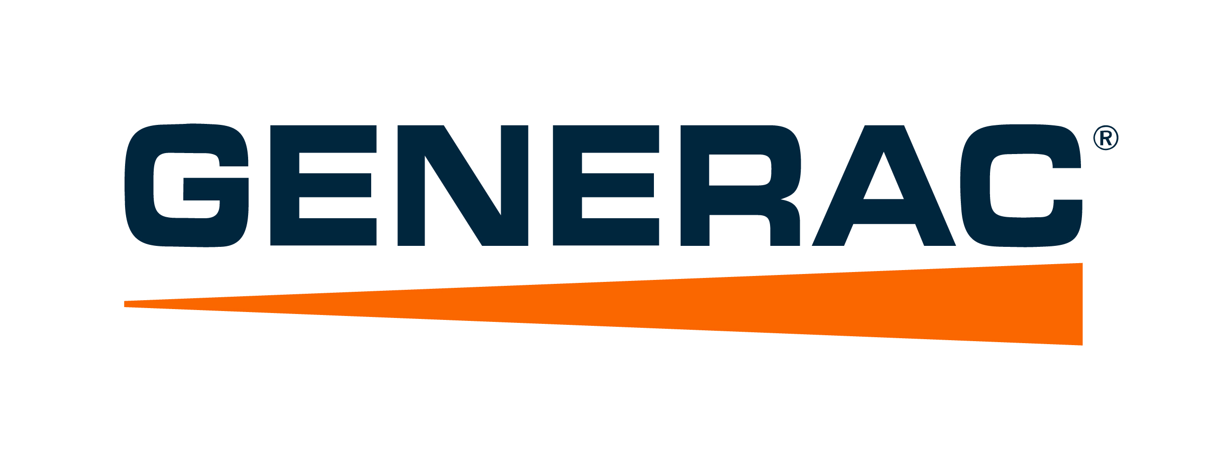 Generac logo with navy letters and orange power bar