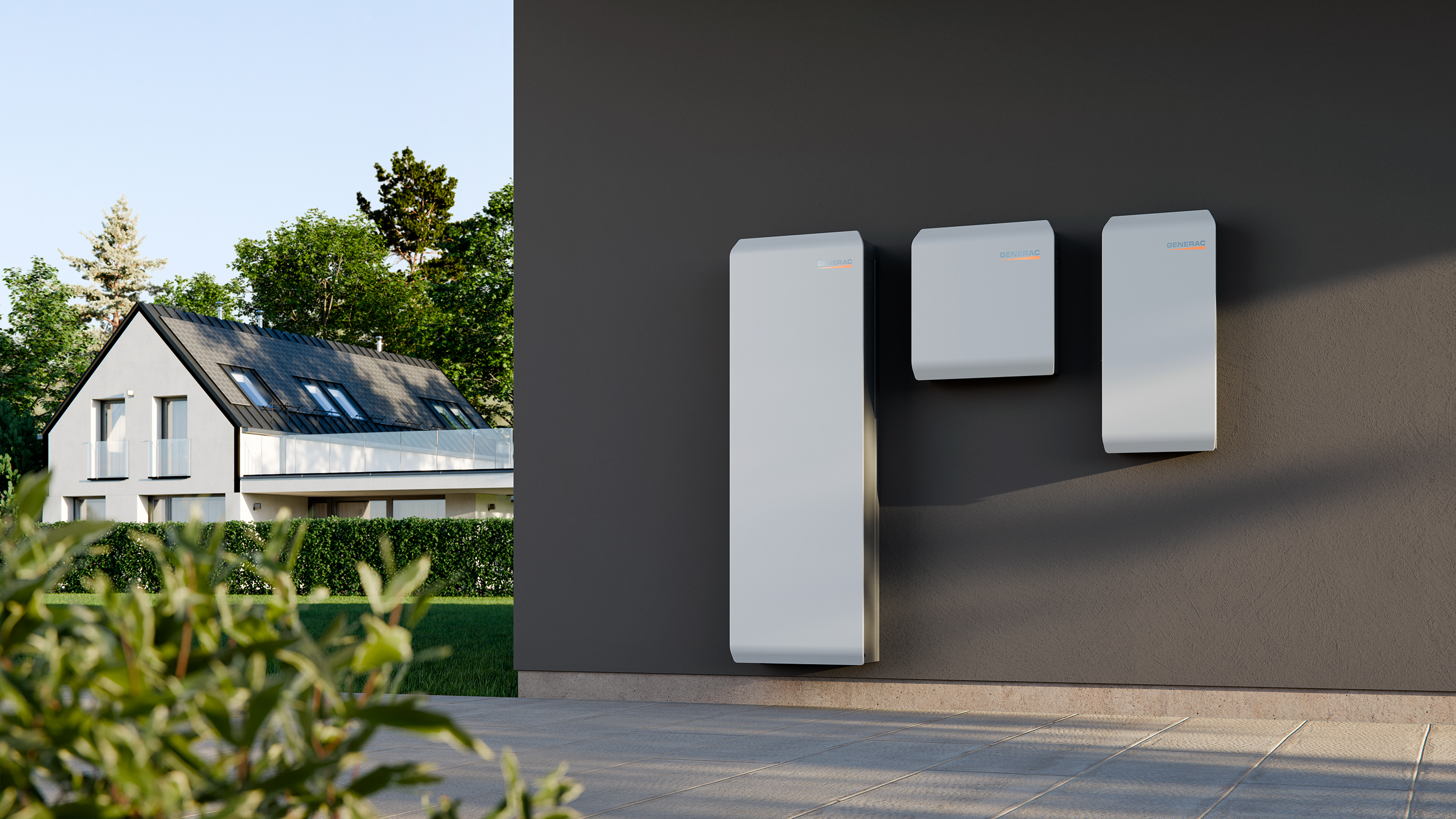  PWRcell battery storage system is attached to the outside of a home