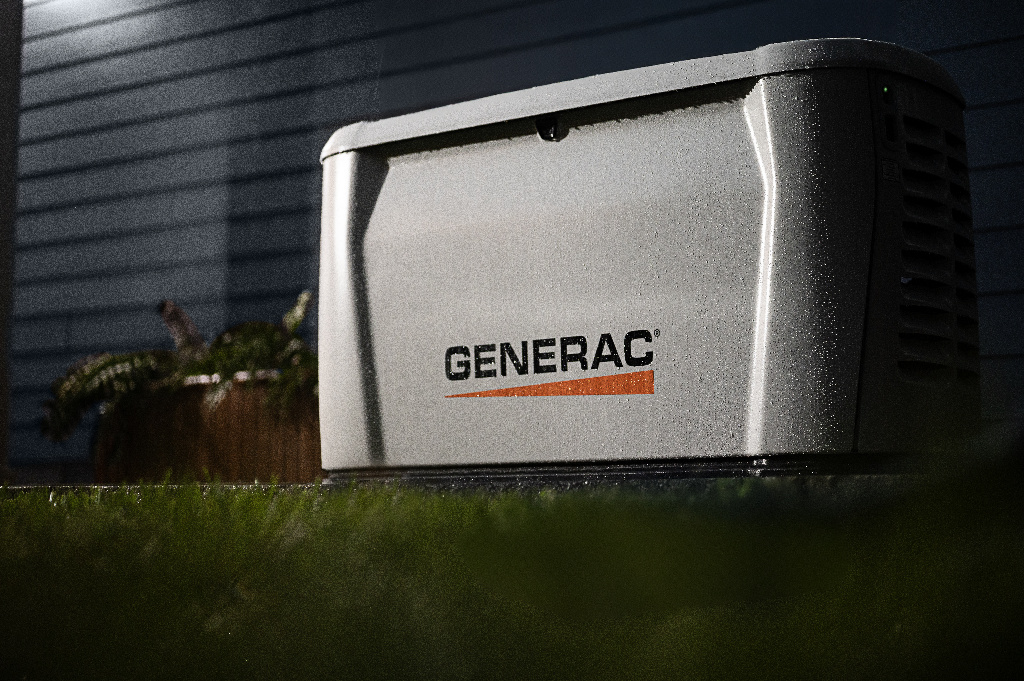 Generac home generator in the rain