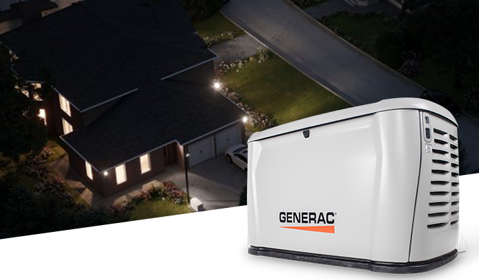 Home generator overlayed an image of a home with the power on during an outage