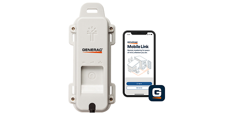 An image of a Generac fuel monitor and the mobile link app