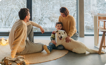 family with a dog