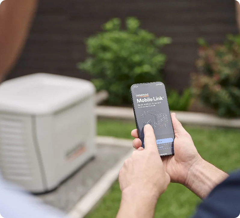 Home standby generator monitored using the Mobile Link app
