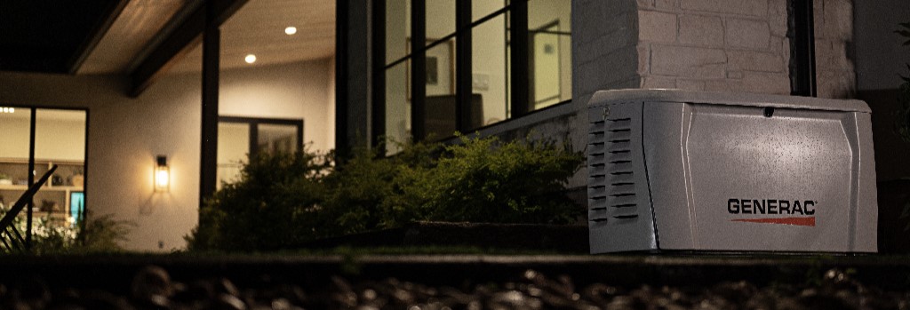 Generac home standby generator installed outside a house, shown as part of hurricane preparedness guidance