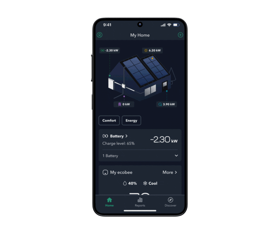 ecobee app showing home energy usage data