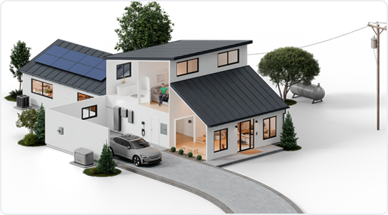 illustration of the Generac Home energy system implemented in a home